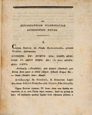 Ad Runographiam Scandinaviae Accessiones novae : [Diss. inaug.] ; Particula I.
