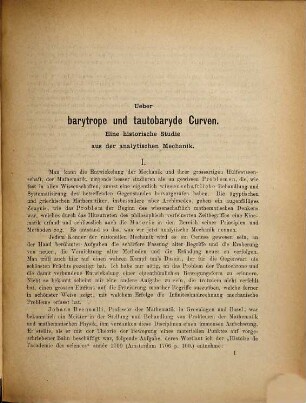 Ueber barytrope und tautobaryde Curven : e. histor. Studie aus d. analyt. Mechanik