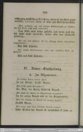 IV. Armee-Eintheilung