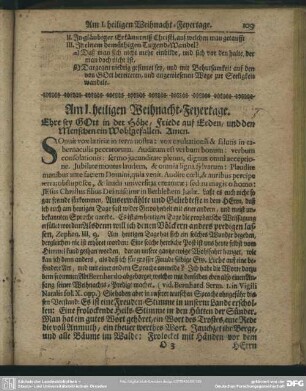 Am I. heiligen Weihnacht-Feyertage