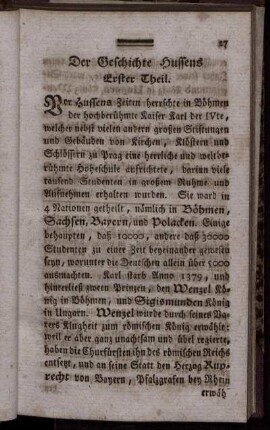 Der Geschichte Hussens Erster Theil.