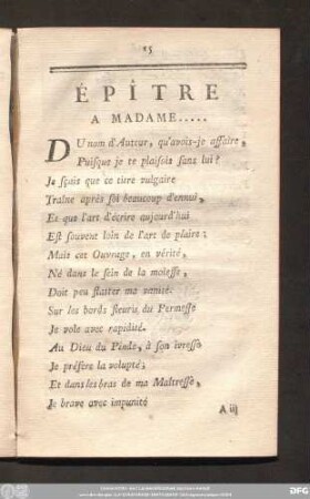 Epître A Madame .....