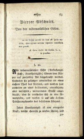 Vierter Abschnitt. Von den widernatürlichen Giften.