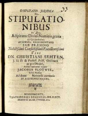 Disputatio Iuridica De Stipulationibus