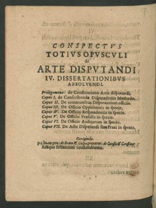 Conspectus Totius Opusculi de Arte Disputandi
