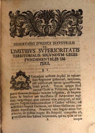 Diss. ... de limitibus superioritatis territorialis secundum leges fundamentales imperii
