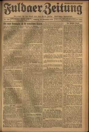 Erste Ausgabe vom Sonntag, den 29. November 1925.