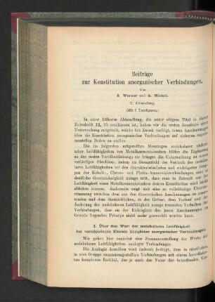 Beiträge zur Konstitution anorganischer Verbindungen.