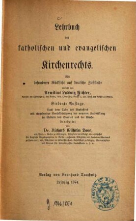 Lehrbuch des katholischen und evangelischen Kirchenrechts