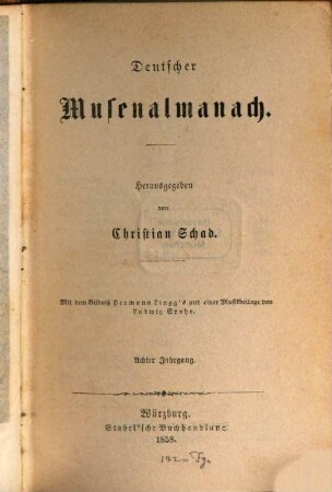 Deutscher Musenalmanach. 8, 8. 1858
