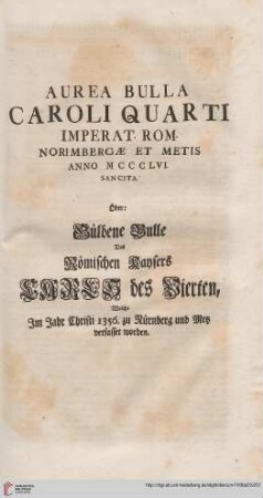 Titelblatt [Aurea Bulla]
