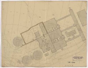 [Lageplan mit Kühlwasserkanälen zum Kühlturm 4 (mit Flurstücksgrenzen und Nummern)]