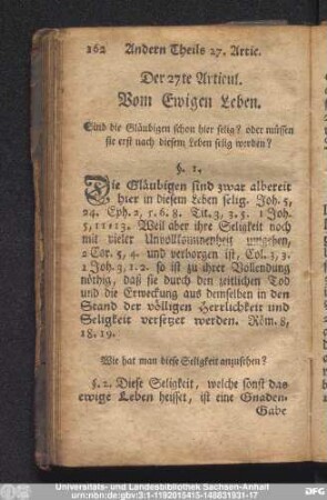 Der 27te Articul. Vom Ewigen Leben.
