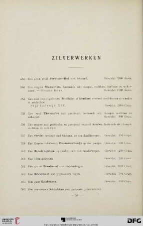 Zilverwerken (Nr. 552-614)