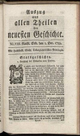 LXVIII. Nachl. Cob. den 1. Dec. 1759.