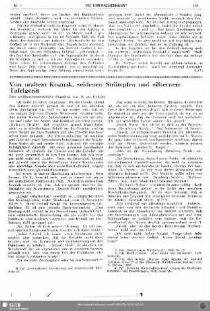 Von uraltem Kognak, seidenen Strümpfen und silbernem Tafelgerät