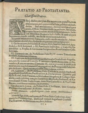 Praefatio Ad Protestantes. [Teil 1]