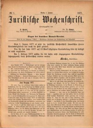 Juristische Wochenschrift : Organ des Deutschen Anwaltvereins. 6. 1877
