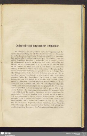 Geologische und bergbauliche Verhältnisse