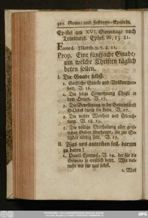 Epistel am XVI. Sonntage nach Trinitatis. Ephes. III, 13 - 21.