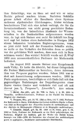 Der Mathematiker Jakob Steiner von Utzentorf. (Fortsetzung).