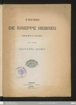 S' Historia de Iuseppe Hebreu