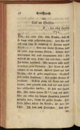 10. Carl an Sophien. K .. den 1sten October 1754.