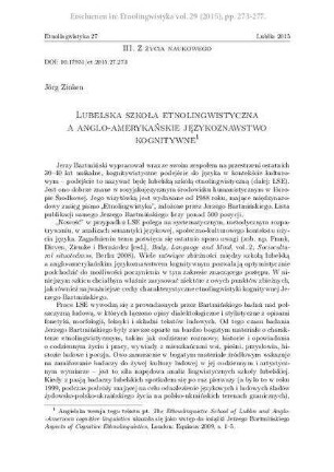 Lubelska szkoła etnolingwistyczna a anglo-amerykańskie językoznawstwo kognitywne