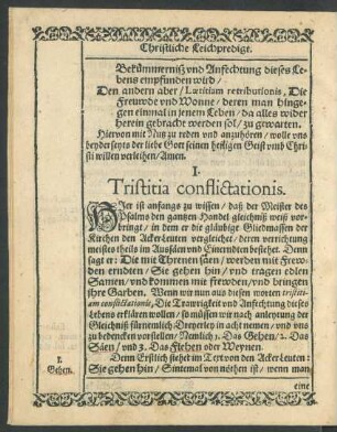 I. Tristitia conflictationis.