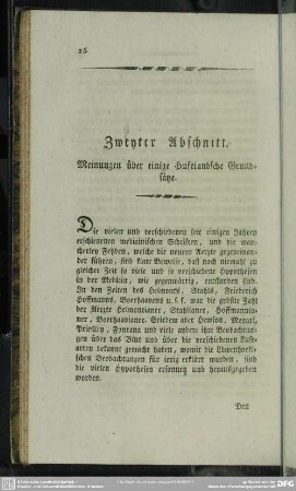 Zweyter Abschnitt. Meinungen über einige Hufelandsche Grundsätze