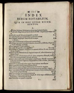 Index Rerum Notabilium, Quæ In Hoc Opere Recensentur