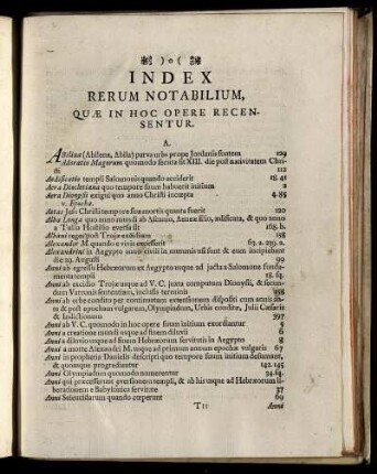 Index Rerum Notabilium, Quæ In Hoc Opere Recensentur