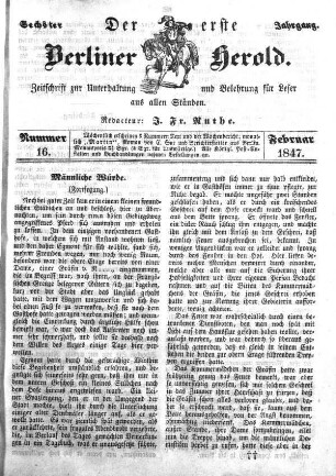 Nummer 16, Februar 1847