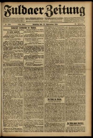 Erste Ausgabe vom Samstag, den 23. September 1916.