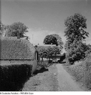 Dranske (?). Weg mit Gebäuden