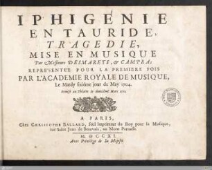 Iphigénie en Tauride : tragédie
