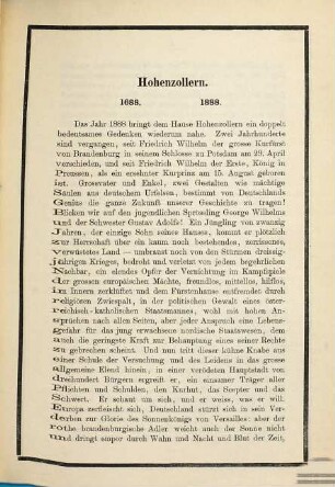 Hohenzollern : 1688. † 1888. Bayreuther Blätter im März 1888