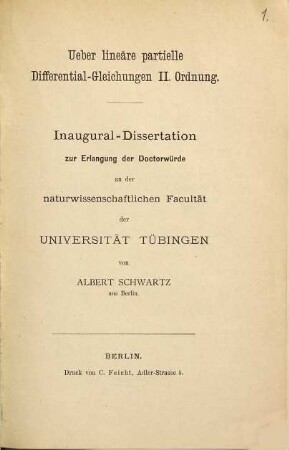 Über lineäre partielle Differential-Gleichungen II. Ordnung