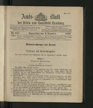 No. 257, 9. Dezember 1920