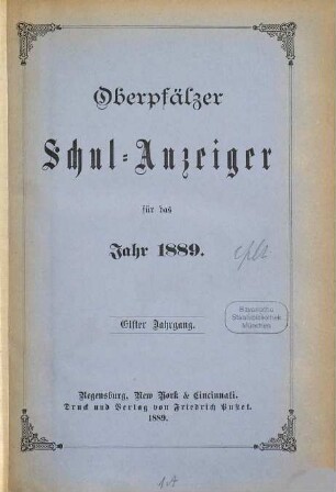 Oberpfälzer Schul-Anzeiger. 11. 1889
