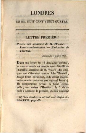 Londres en mil huit cent vingt-quatre, ou receuil de lettres sur la politique, la littérature et les moeurs, dans le cours de lánnée 1824