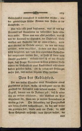 Von der Redlichkeit.