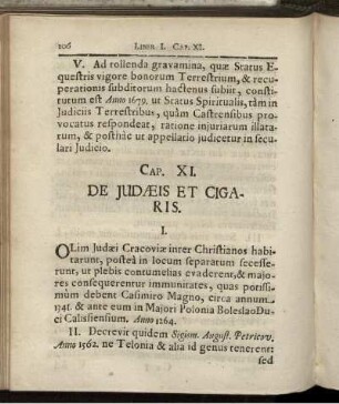 Cap. XI. De Iudaeis Et Cigaris