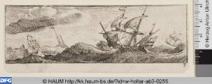 Vier Schiffe auf stürmischer See