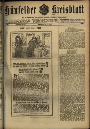 Erste Ausgabe vom Samstag, den 07. April 1917.