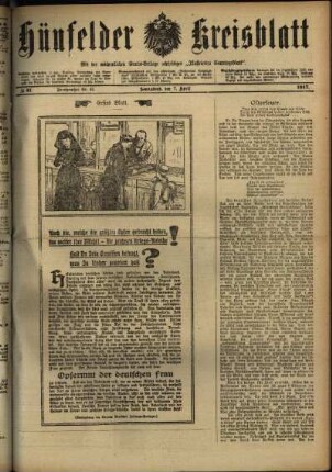 Erste Ausgabe vom Samstag, den 07. April 1917.