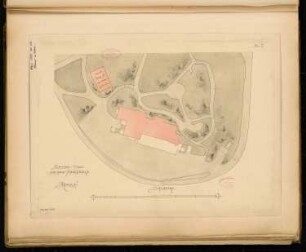 Kaffeehaus auf dem Hausberg bei Hirschberg Monatskonkurrenz April 1887: Lageplan; Maßstabsleiste