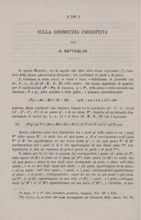 Sulla Geometria Proiettiva; memoria 3°.