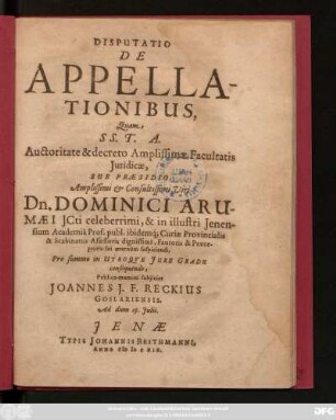 Disputatio De Appellationibus