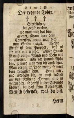 154-154, Der redende Todte.